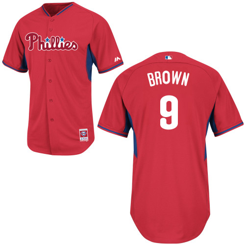 Domonic Brown #9 Youth Baseball Jersey-Philadelphia Phillies Authentic 2014 Red Cool Base BP MLB Jersey